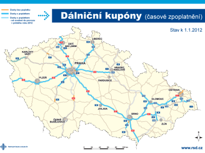 Dálniční známky 2012, ceny a další podrobnosti